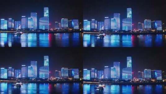 福州闽江北中心商务区夜景高清在线视频素材下载
