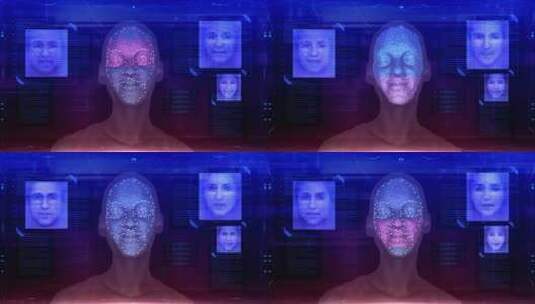 高科技智能小区加密门禁锁人脸识别动画素材高清在线视频素材下载