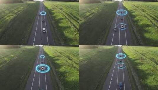 公路上自动驾驶的汽车高清在线视频素材下载