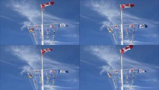 空中飘扬的旗帜高清在线视频素材下载