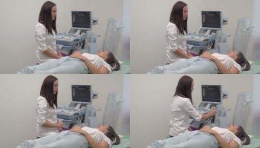 医生给女人做超声波检查高清在线视频素材下载