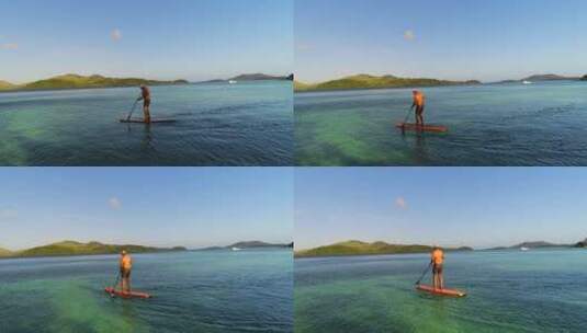 斐济岛海洋冲浪的人高清在线视频素材下载