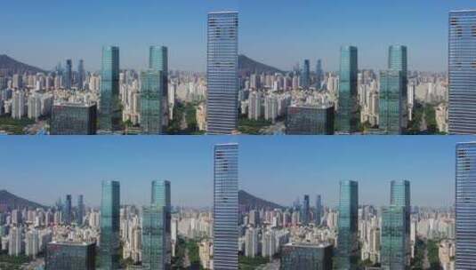 深圳南山中国海油大厦中景航拍前进高清在线视频素材下载