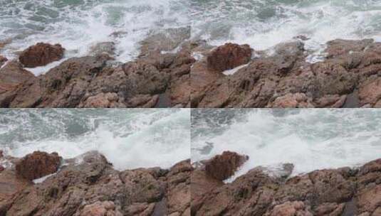 大梅沙礁石风起浪涌高清在线视频素材下载