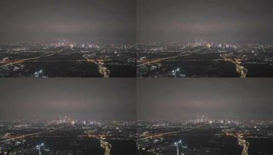 广州海珠区番禺大桥夜景航拍高清在线视频素材下载
