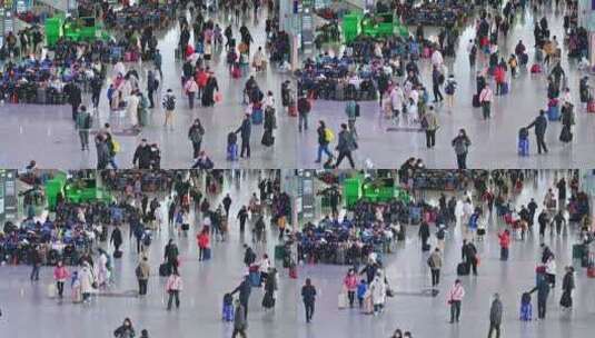 四川成都东站返乡过春节市民游客出行延时高清在线视频素材下载