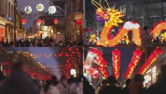 北京前门新春年味夜景高清在线视频素材下载