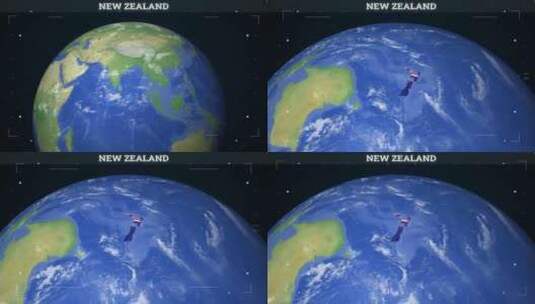 新西兰地图来自地球与旗帜高清在线视频素材下载