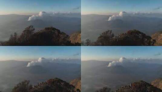 印尼爪哇岛布罗莫火山日出航拍自然风光高清在线视频素材下载