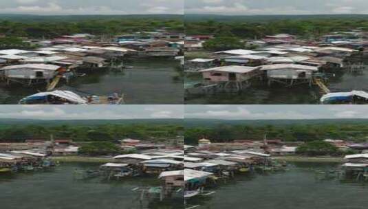 菲律宾三宝颜海上的高跷屋高清在线视频素材下载