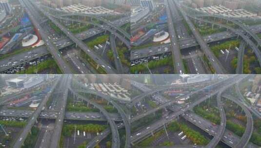 杭州上城区石德立交桥高架桥车流风景视频素高清在线视频素材下载