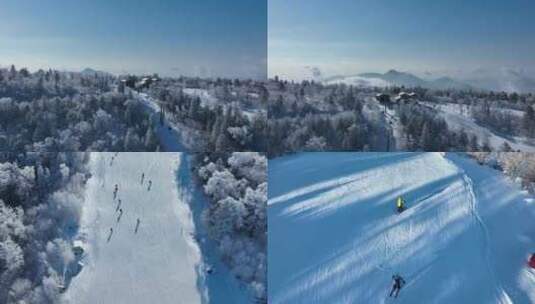 滑雪镜头雪场单板双板北大湖高清在线视频素材下载