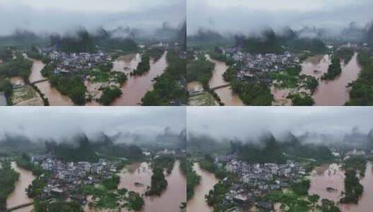 桂林阳朔暴雨漓江遇龙河河水暴涨高清在线视频素材下载