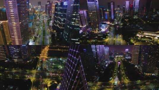 杭州萧山区钱江世纪城夜景延时高清在线视频素材下载