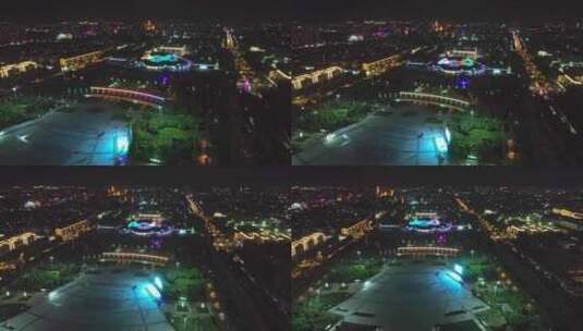 河南济源城市夜景航拍高清在线视频素材下载