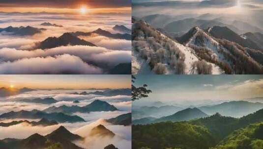 中国大好河山日出云海风景视频高清在线视频素材下载