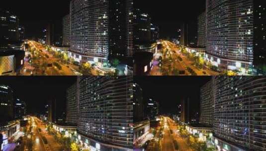 城市马路车辆车流夜晚航拍高清在线视频素材下载