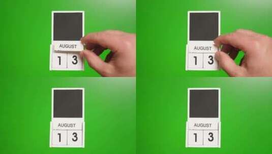 08.绿色背景上日期为8月13日的日历。高清在线视频素材下载