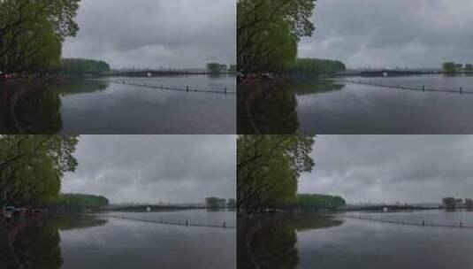 杭州西湖烟雨 地面镜头高清在线视频素材下载