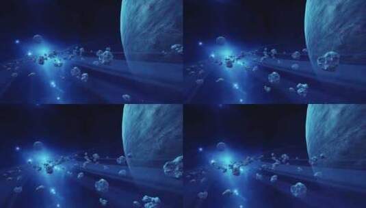 未知行星附近的一大群小行星高清在线视频素材下载