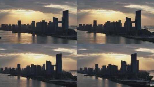 中国广东省广州市南沙区明珠湾高清在线视频素材下载