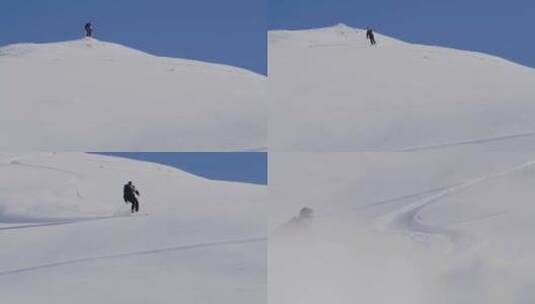 斯诺，滑雪山，滑雪，瑞士高清在线视频素材下载