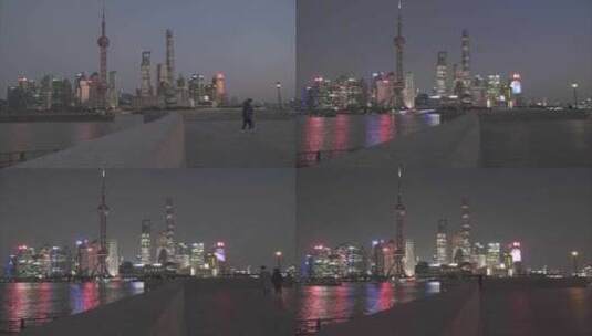 上海外滩陆家嘴高楼大厦夜景日转夜延时视频高清在线视频素材下载