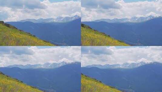 新疆北疆阿勒泰喀纳斯夏天雪山山脉自然风景高清在线视频素材下载