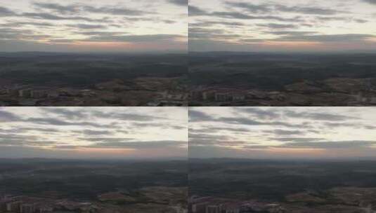 竖版航拍夕阳晚霞日落火烧云高清在线视频素材下载