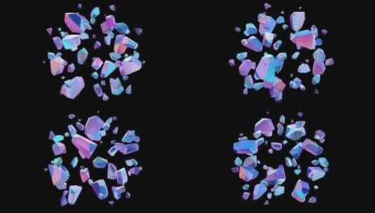 彩色3D旋转晶体隔离循环背景在透明背景高清在线视频素材下载