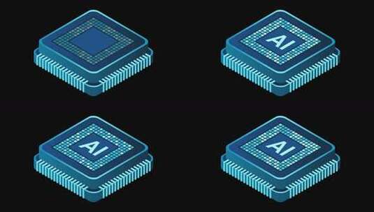 等距人工智能芯片动画。人工智能概念高清在线视频素材下载