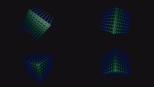 在黑色背景上旋转3d立方体。设计。金属立高清在线视频素材下载