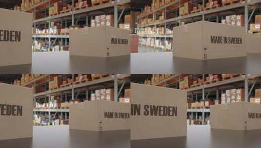 输送机上带有MADE IN SWEDEN高清在线视频素材下载