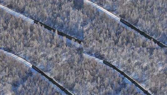 穿越大兴安岭林海雪原冻土雾凇地带的绿皮火车 (5)高清在线视频素材下载