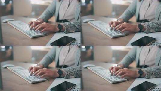 商业女性，在电脑上打字和思考，用于营销研高清在线视频素材下载