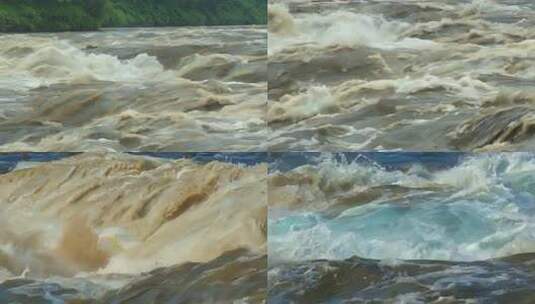 河水洪水流走水波浪海浪浪花海浪花浊水高清在线视频素材下载