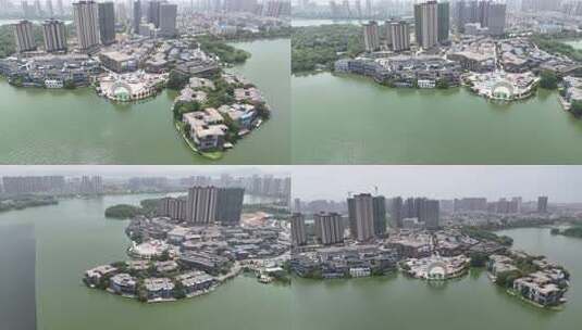 合集湖北黄冈黄州东坡外滩航拍高清在线视频素材下载