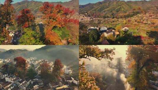 航拍秋色迷人的石城高清在线视频素材下载