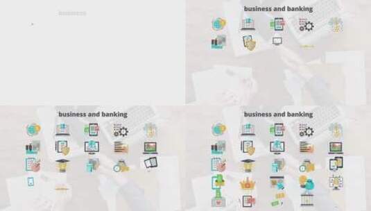 时尚商务银行平面图标动画展示AE模板高清AE视频素材下载