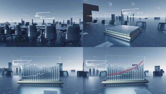 科技会议桌柱状图C4D+AE工程文件高清AE视频素材下载