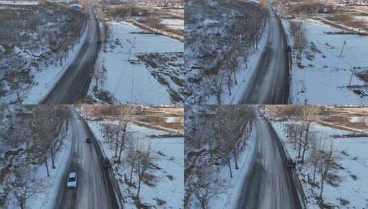 航拍雪景 唯美冬日空镜 立冬 冬至节气高清在线视频素材下载