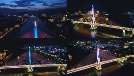 西双版纳大桥夜景高清在线视频素材下载
