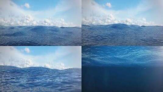海面到海底潜水深海海面到海底浪花海浪高清在线视频素材下载