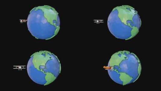 围绕地球转动的飞机高清在线视频素材下载