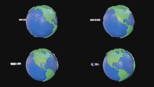 卫星绕地球旋转3d渲染高清在线视频素材下载