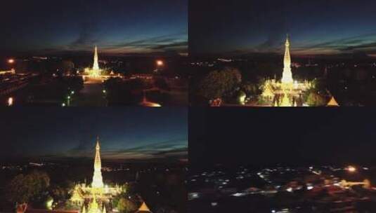 夜晚发光的寺庙高清在线视频素材下载