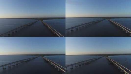 横跨大海的两座大桥高清在线视频素材下载