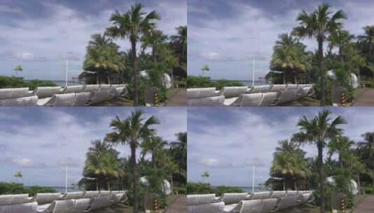 海南三亚椰树下的沙滩椅高清在线视频素材下载