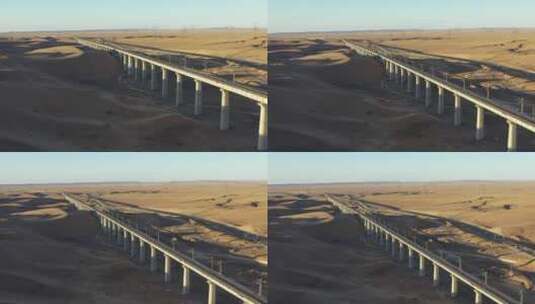 中国高铁在沙漠荒野背景高清在线视频素材下载
