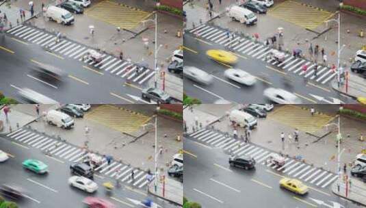 广州街道斑马线的延时摄影高清在线视频素材下载